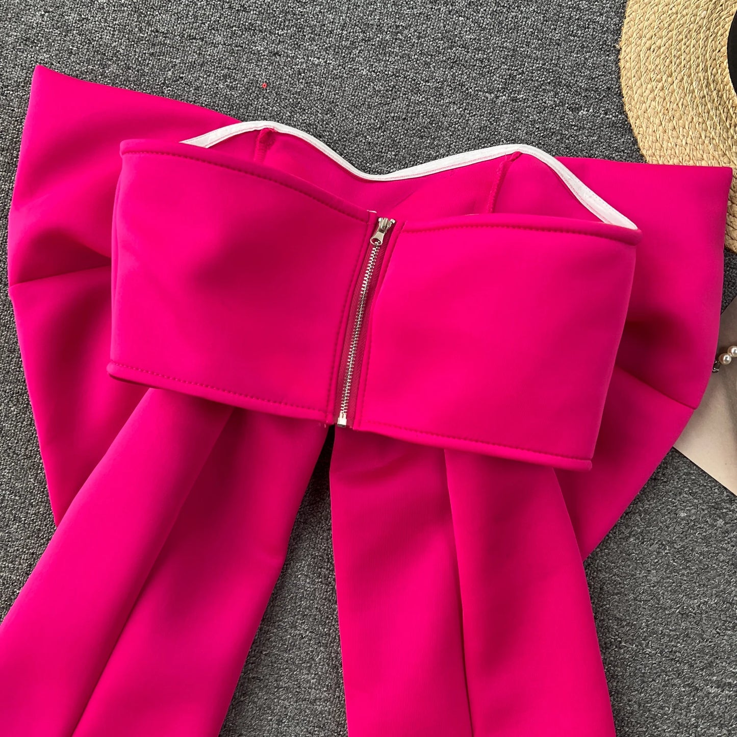 Women Hotsweet Sleeveless Sexy Zipper Chic Three-dimensional Butterfly Bow Slim Strapless Tank Top High Street Autumn Clothing