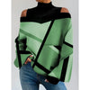 2024Damen Langarm Rollkragenpullover Damen Sexy schulterfrei ausgehöhlte lockere bedruckte T-Shirts 2024 Herbst Mode T-Shirt Top