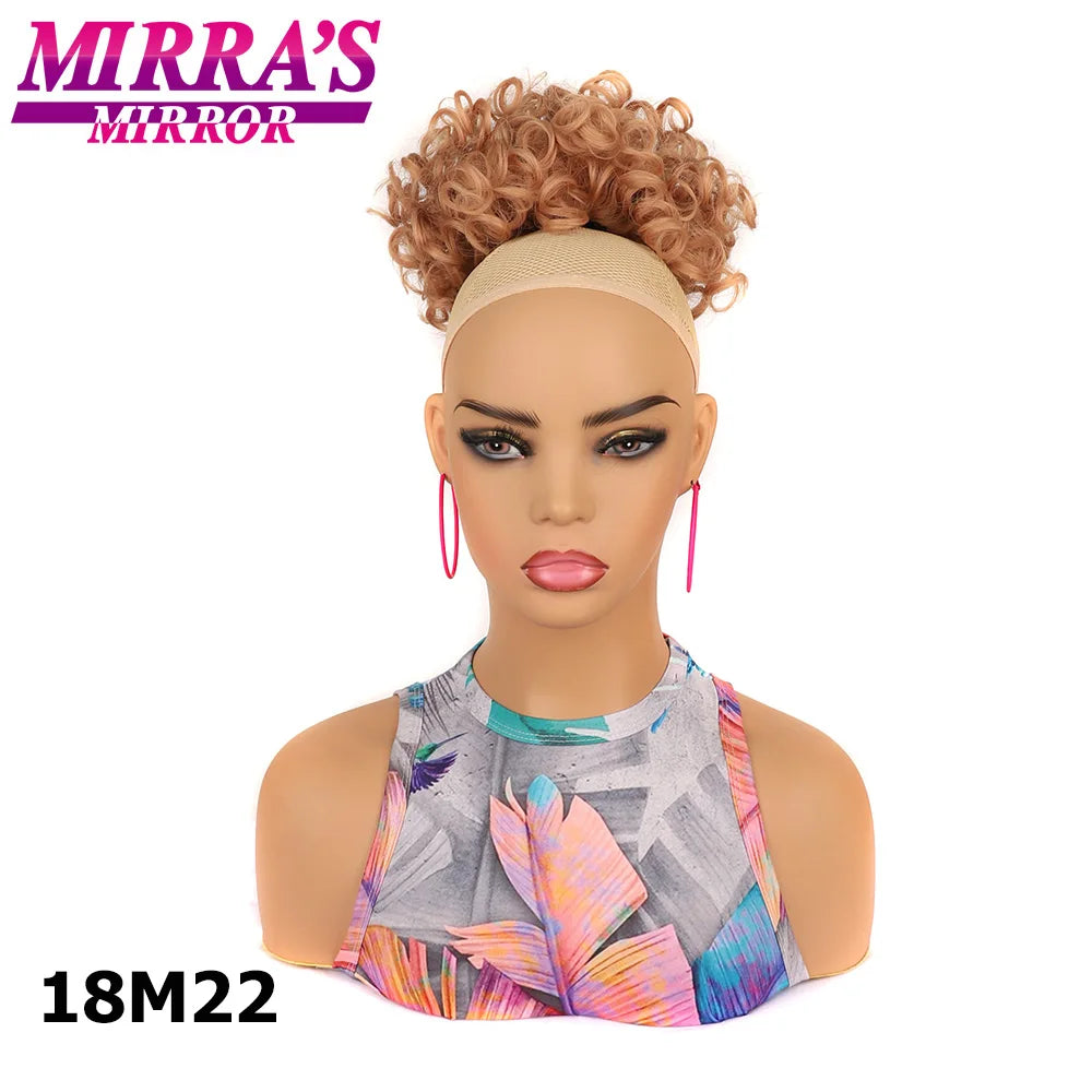 Synthetic Afro Puff Drawstring Ponytail Hair Bun 10 Inch Short Afro Kinkys Curly Afro Bun Extension Hairpieces Large Size