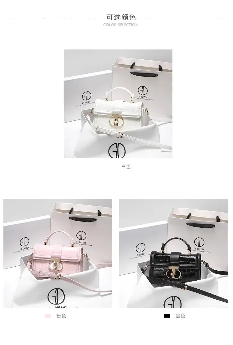 Luxuriöse Designer-Taschen mit hochwertigem Alligator-Prägeleder und zartem Metalldesign, tragbare Umhängetasche für Damen