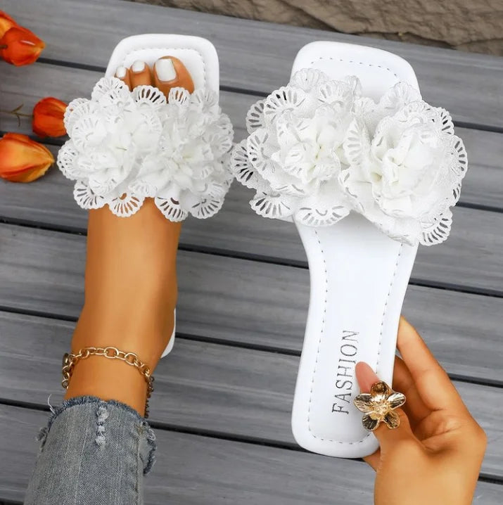 Fashion New Women'S Sandals Square Toe Flat Shoes Summer Simple Flip Flops Women'S Home Slippers Women'S Beach Shoes Casual Shoe