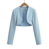 2023 Herbst V-Ausschnitt Offene Nähte Cropped Blazer Damen Langarm Kurze Anzüge Mode Oberbekleidung
