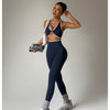 ZHEJIN 2 Piece Yoga Set Women Contrast Trim Halter Sports Bra High Waist Seamless Leggings Gym Workout Set Fitness Activewear Su