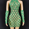 High Quality Sparkling Rainestone Sexy Bodycon Mini Dress Birthday Celebrate Evening Party Dress