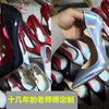 Pink studded high heels, fashionable, ultra shallow mouth, pointed toe, thin heel, hate sky, high punk style, 12CM