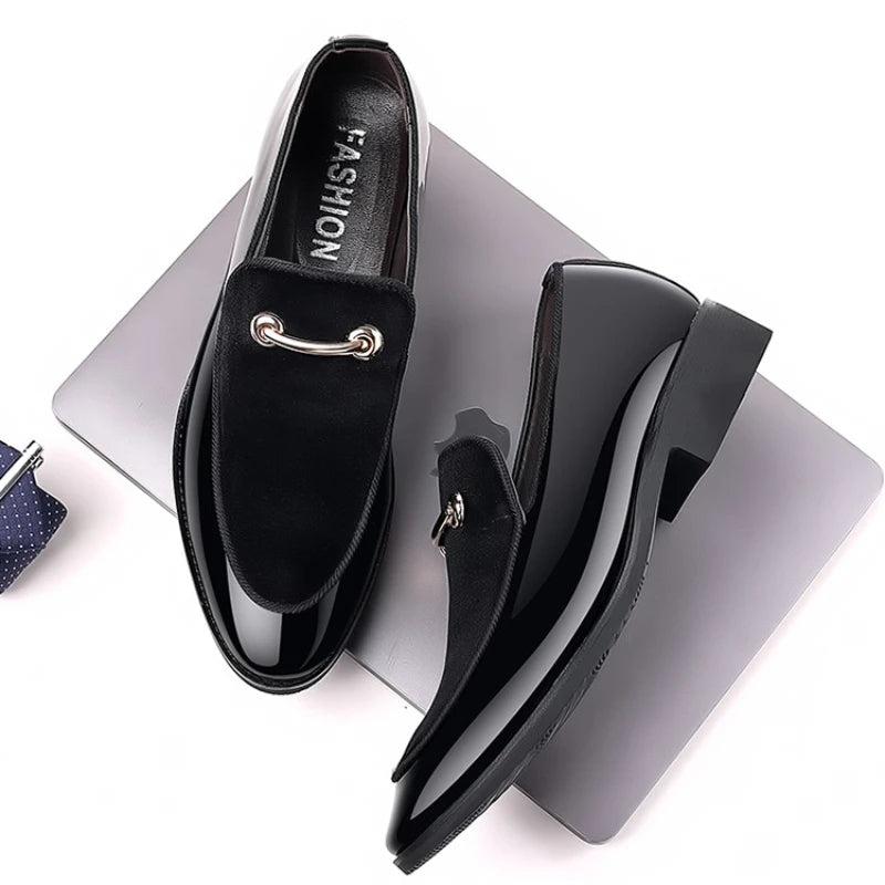 Herren Party Schuhe Schwarz Luxus Herren Formelle Lederschuhe Slipper Lackleder Business Casual Schuhe Loafer Große Größen Zapatos