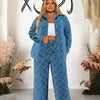 Denim 2 Piece Set Women Jeans and Jacket Winter Casual Outfits Long Sleeve Denim Plaid Coat and Pants Sets Plus Size Clothes