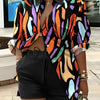 2025 Spring Autumn Casual Woman Sets Fashion Shirt Printed Button Shirt&Shorts Streetwear Shorts Pant Outfit Suit Two Piece Set