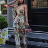 CM.YAYA Fashion Print Women's Set Strapless Top and Wide Leg tassel Pants Summer Cargo Street Two 2 Piece Set Outfit Tracksuit
