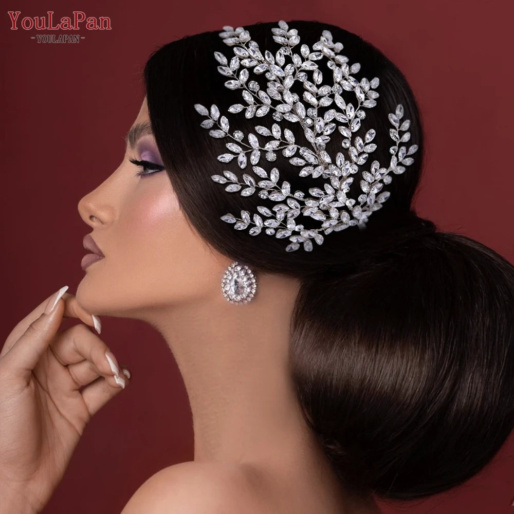 YouLaPan HP500 Rhinestone Bridal Headband Tiara Wedding Hair Accessories Luxury Bride Headpiece Pageant Headdresses Hair Jewelry