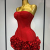 Women Sexy Strapless Flower Prom Gown Mini Dress Celebrity Red Carpet Fashion Evening Party Celebrate Birthday Club Dresses