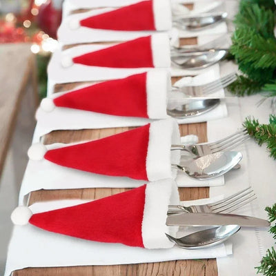 Weihnachtsmützen-Bestecktasche Weihnachtsmützen-Gabelmesser-Besteckbeutel Weihnachtsdekoration 2024 Weihnachtsornament Navidad 2025
