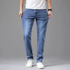 Sommer elastische Herrenjeans Mode Grau Bequeme Business Straight Stretch Baumwolle Casual Denim Hose Marke Männliche Dünne Hosen