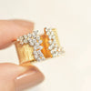 Huitan Trendy Luxury Gold Color Cubic Zirconia Ring for Women Modern Wide Band Finger Ring OL Style Female Jewelry Drop Shipping