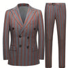 Men's Jacquard 2 Piece Suits Slim Fit Double Breasted Suit Jacket Pants Set Casual Wedding Casual Business