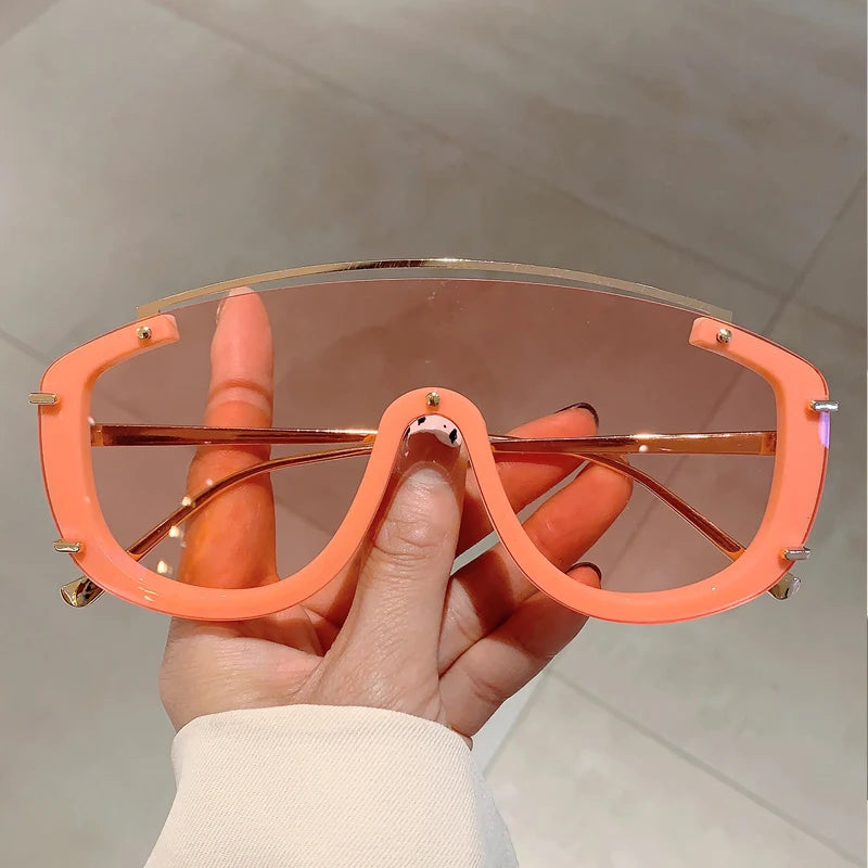 KAMMPT Fashion Leopard Damen-Sonnenbrille, stilvolle getönte Outdoor-Sportbrille, luxuriöses Metalldesign, Oversize Herren-Sonnenbrille