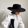 Hepburn-Stil Damen Flatcap Neue französische elegante Flat-Top-Mütze Dame Hut Retro-Filzhut mit breiter Krempe für Damen