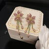 Zircon Purple Delicate Flower Water Drop Fringed Earrings