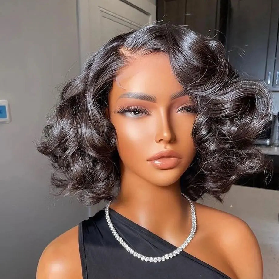 Bob Perücke Salz- und Pfefferfarbe 13x4 5x5 HD Lace Closure Perücke Body Wave Lace Front Perücke vorgezupft 100% Echthaar Lace Frontal Perücke
