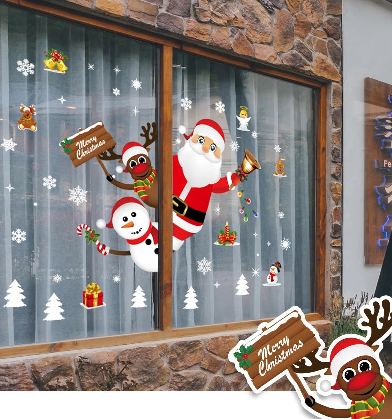 Weihnachtsfensteraufkleber Frohe Weihnachten Dekorationen für Zuhause 2024 Weihnachtsschmuck Xmas Navidad Natal Geschenke Neujahr 2025