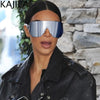 Oversized Shield Rimless Punk Sunglasses Women 2024 Luxury Brand Fashion Winged Sun Glasses For Ladies Shades Eyewear UV400