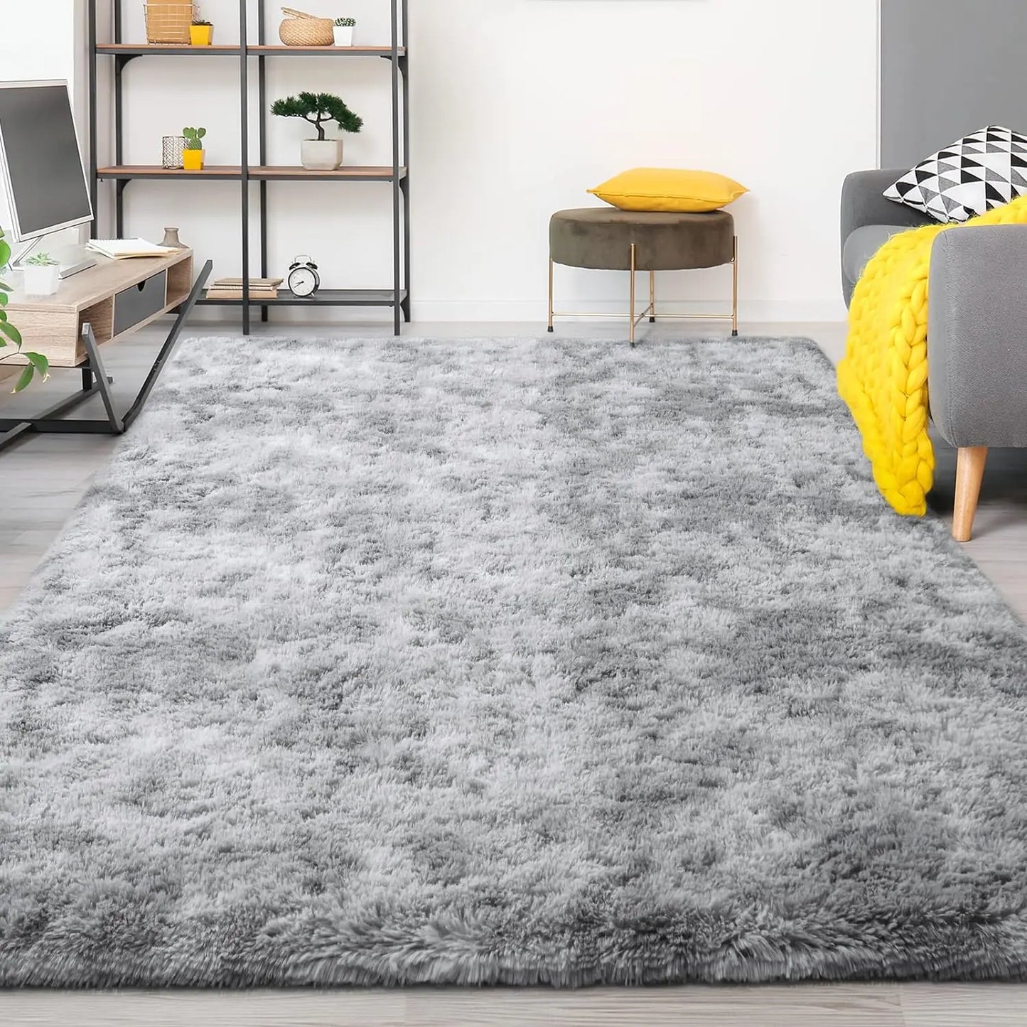 Flauschiger Teppich für das Schlafzimmer, zottelige, flauschige Teppiche für das Schlafzimmer, dicke schwarze Teppiche für das Wohnzimmer, Teppiche für Mädchen und Jungen