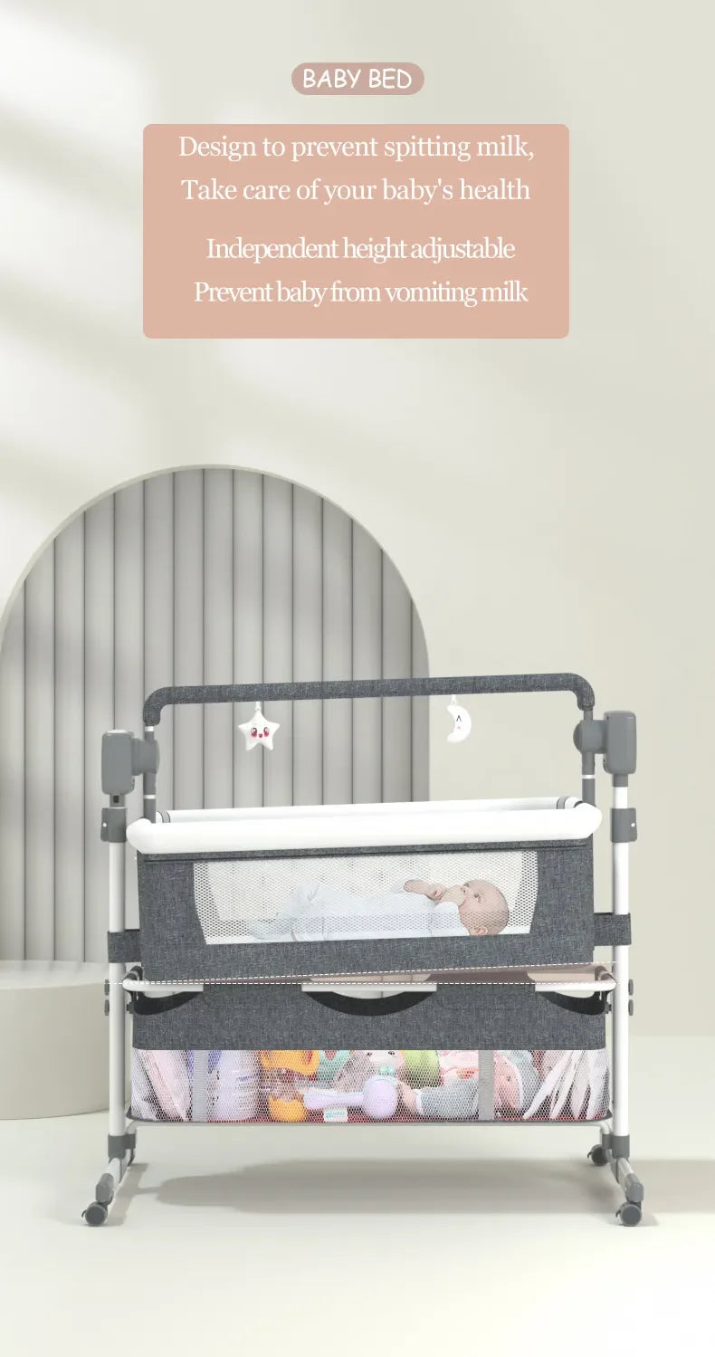 Babybett Babywiege Neugeborenen Beistellbett Tragbares Reisebett mit Moskitonetz Schlafwiege Baby Schaukelbett