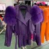 GO BALLISTIC YA Ladies' Genuine Leather Jacket with Fur Sleeve Women's Natural Lambskin Outfit