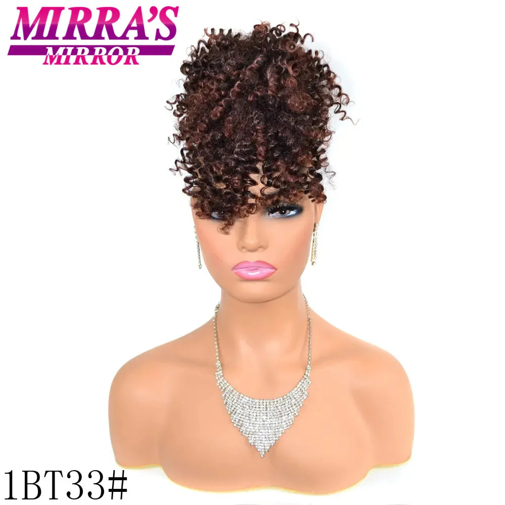 Synthetic Afro Puff Drawstring Ponytail Hair Bun 10 Inch Short Afro Kinkys Curly Afro Bun Extension Hairpieces Large Size