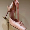 Ladies' New Summer Square Satin High-heeled Sandals with Ankle Straps, Fashionable Party and Banquet Ballet High-heeled Shoes