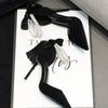 Comemore 2024 Summer  Bow Black High Heel Sandals Lace-up Solid Ladies Shoes Fashion Thin Heels Buckle Women's Sandals banquet