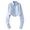 Zadily 2025 Summer Korean Style Long Sleeve White Shirt Women Sexy Button Ladies Crop Tops Blouse Street New In Female Clothing