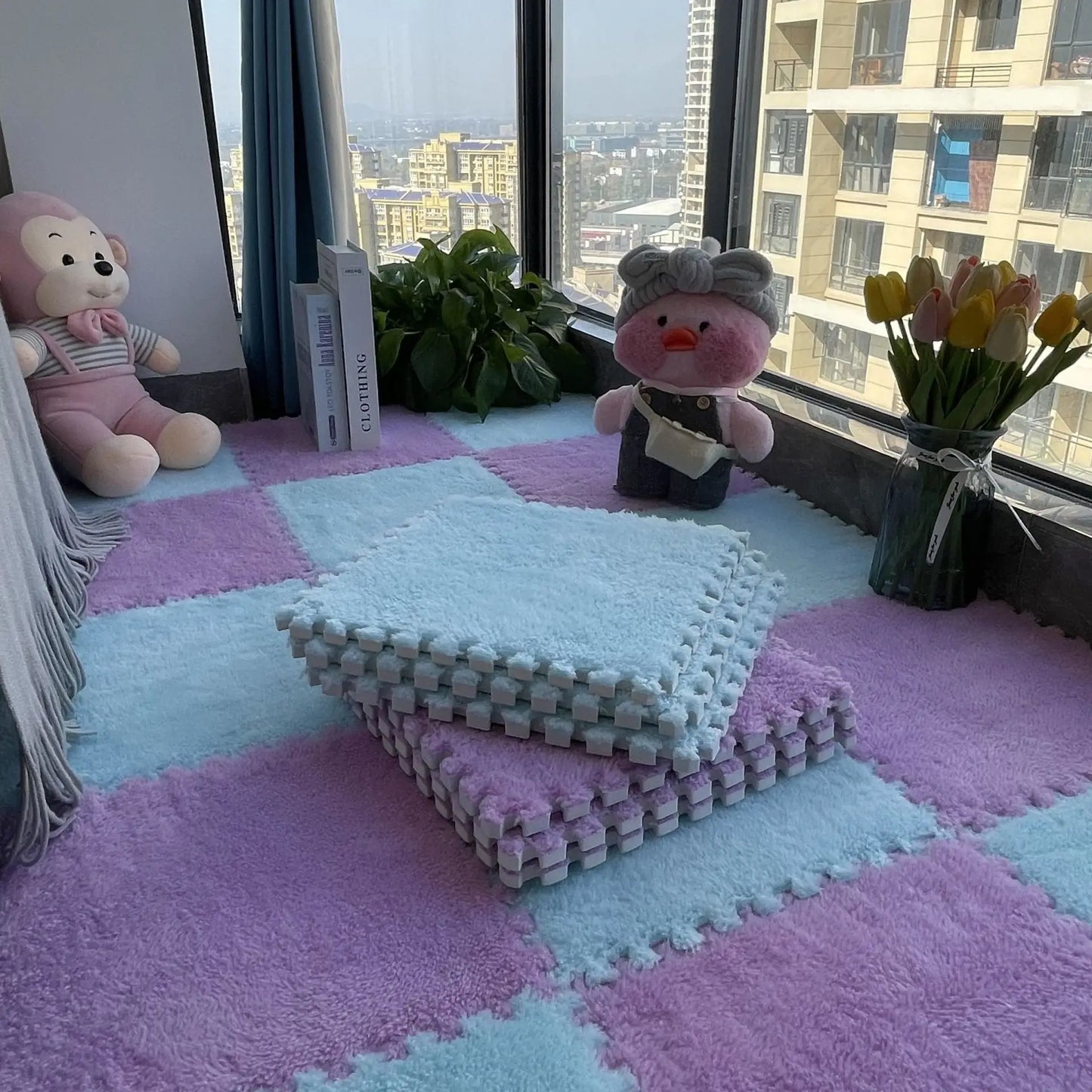 Eva-Schaumstoff-Puzzle-Teppich, weiche Plüsch-Kindermatte, Babyspielzeug, Baby-Spielmatte im Kinderzimmer, warmhaltende Spielmatte