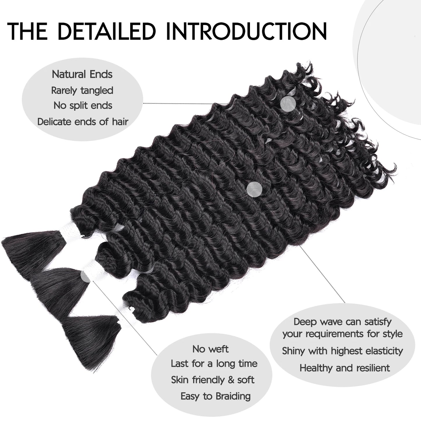 Synthetic Curly Deep Wave Bulk hair For Braiding 20inch No Weft Deep Wave For Braiding Micro Faux Braiding Hair for Boho Braids