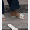 2025 Spring/Summer New Beach Vacation One Word Open Toed Flat Bottom Outerwear Camellia Slippers for Women