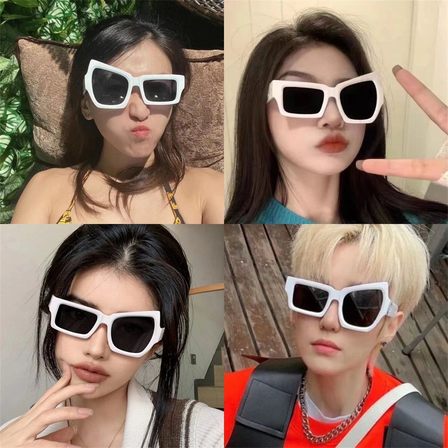 Fashion Irregular Square Sunglasses Funny Party Asymmetrical Sun Glasses Men Brand Designer Personality Black Sunglasses