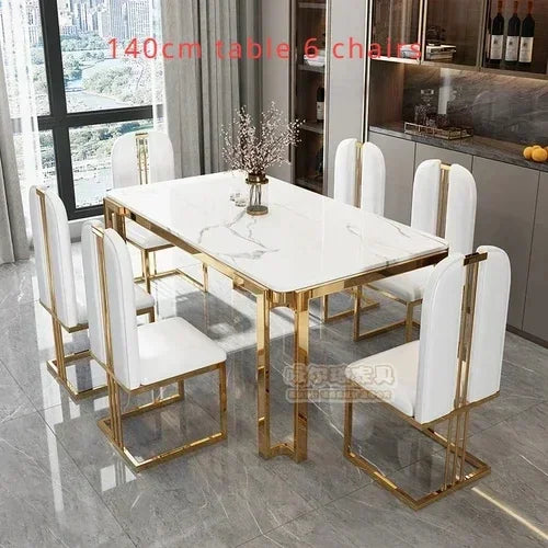 Einzigartige Luxus-Esstischstühle mit modernen Metallbeinen, rechteckiger Esstisch im platzsparenden nordischen Design, Mesa De Comedor Möbel