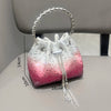 Handhabung Strasssteine Abend-Clutch-Tasche Geldbörsen und Handtasche Luxus Designer Umhängetasche Glänzende Kristall-Clutch-Geldbörse Eimer-Tasche