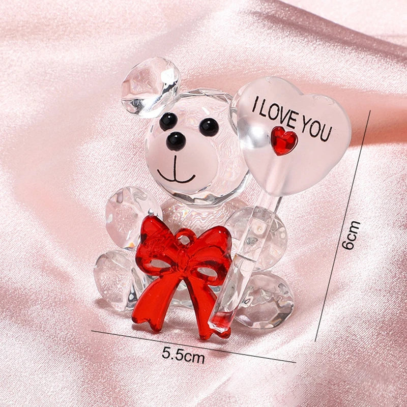 Valentinstag Geschenk Ich liebe dich Kristallbär Künstliche Rosenlehrer Muttertag Hochzeit Geburtstag Party Geschenke für Gäste