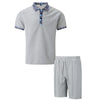 2025 Men Europe and the United States new summer Waffle solid color zip-up lapel short-sleeve suit shorts two sets