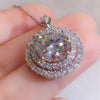 Huitan Gorgeous Bridal Wedding Necklace Mosaic AAA Cubic Zirconia Round Pendant Elegant Women's Neck Accessories Fashion Jewelry