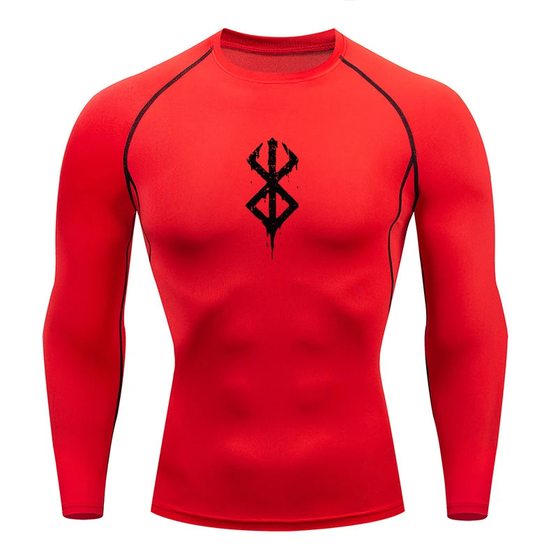 Anime Men's Compression Shirt Fitness Sport Running Tight Gym TShirts Athletic Workout Quick Dry Tops Tee Summer