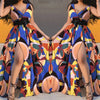 Elastic Waist V Neck Long Dress Sleeveless Print Side Slit Evening Party Dress Ladies Round Dot Printing Casual Sweet dress