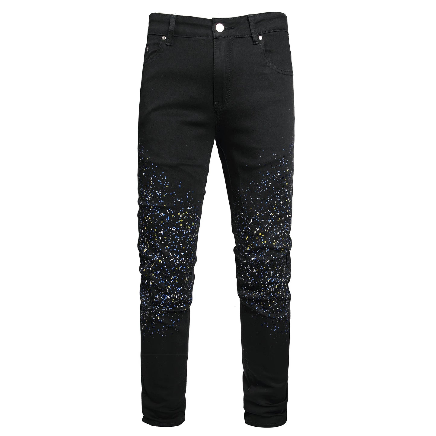 2023 New  Casual Mens Cotton Jeans Elastic Slim Skinny White Camouflage Printing Jeans Male Thin Denim Pants Vaqueros Hombre