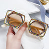 Quadratische Luxus Diamanten Sonnenbrille Damen Punk Mode Strass Sonnenbrille Weiblich Glänzend Sexy Gelbe Linse Brille Schatten Handgemacht