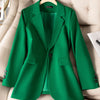 Khaki Black Green Women Solid Formal Blazer Coat Female Long Sleeve Single Button Straight Jacket For Office Ladies Work Wear