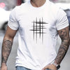 Summer Men's 100% Cotton Casual Loose Size Graphic Line Print Round Neck Short Sleeve T-shirt Top