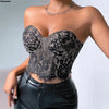 Women Floral Lace Off The Shoulder Crop Tube Top Sexy Strapless Sleeveless Bandeau Tops Y2K Going Out Night Club Party Crop Tops