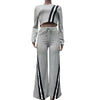 CM.YAYA Fashion Striped Splicing Women's Set Long Sleeve Sweatshirt and Sweat Pants Tracksuit 2024 Winter Two 2 Piece Set Outfit