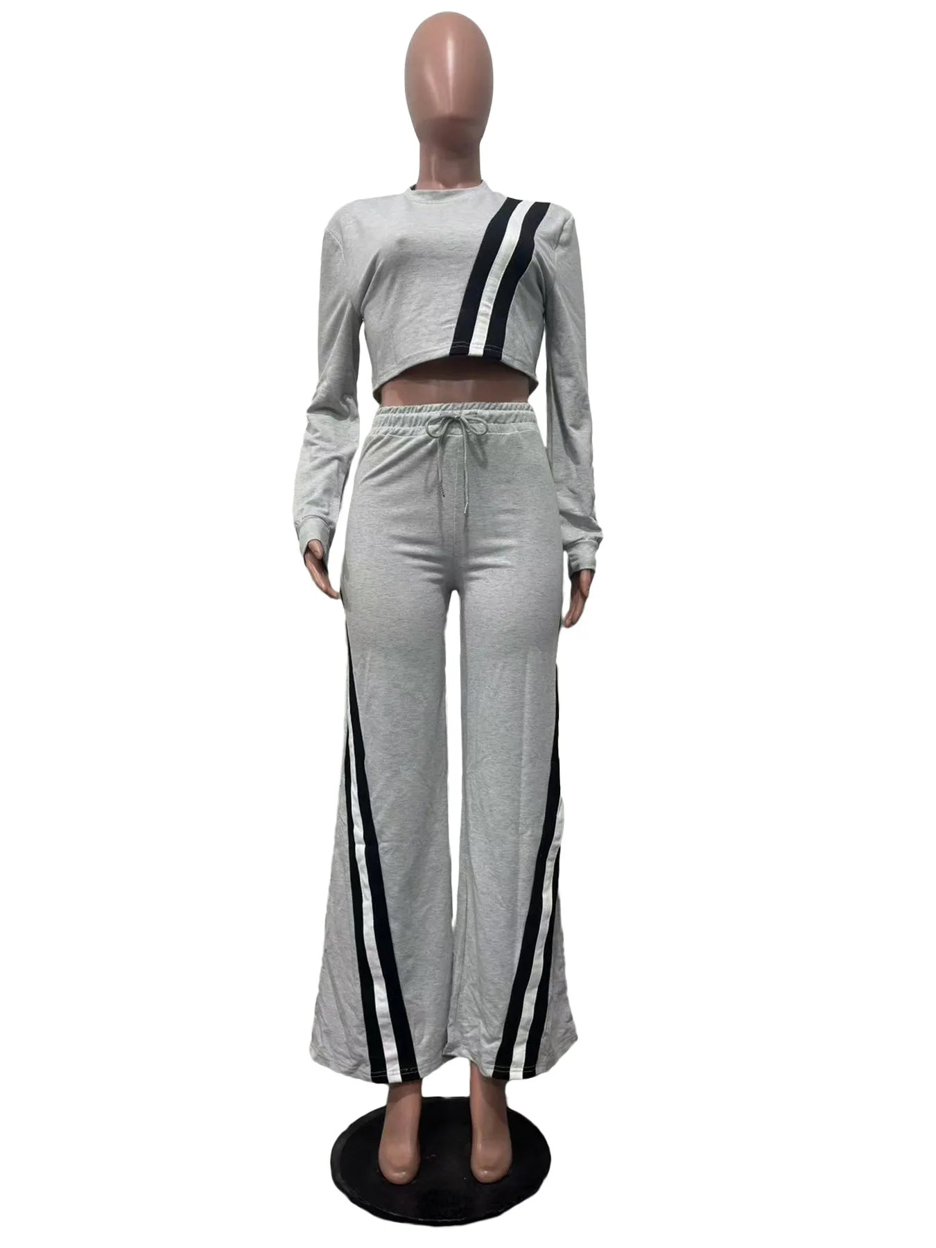 CM.YAYA Fashion Striped Splicing Women's Set Long Sleeve Sweatshirt and Sweat Pants Tracksuit 2024 Winter Two 2 Piece Set Outfit